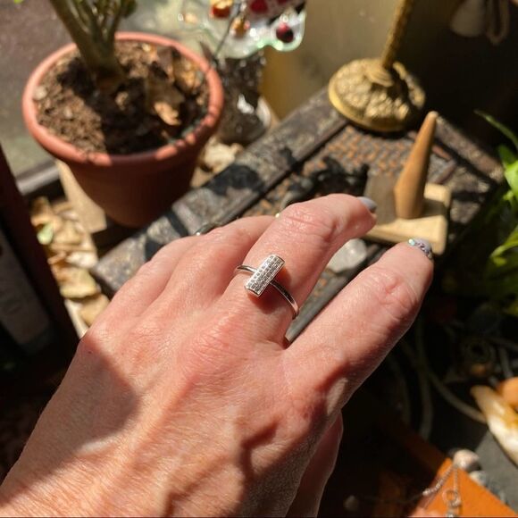 Micro Pave Cubic Zirconia Sterling Silver Ring - Picture 3 of 6